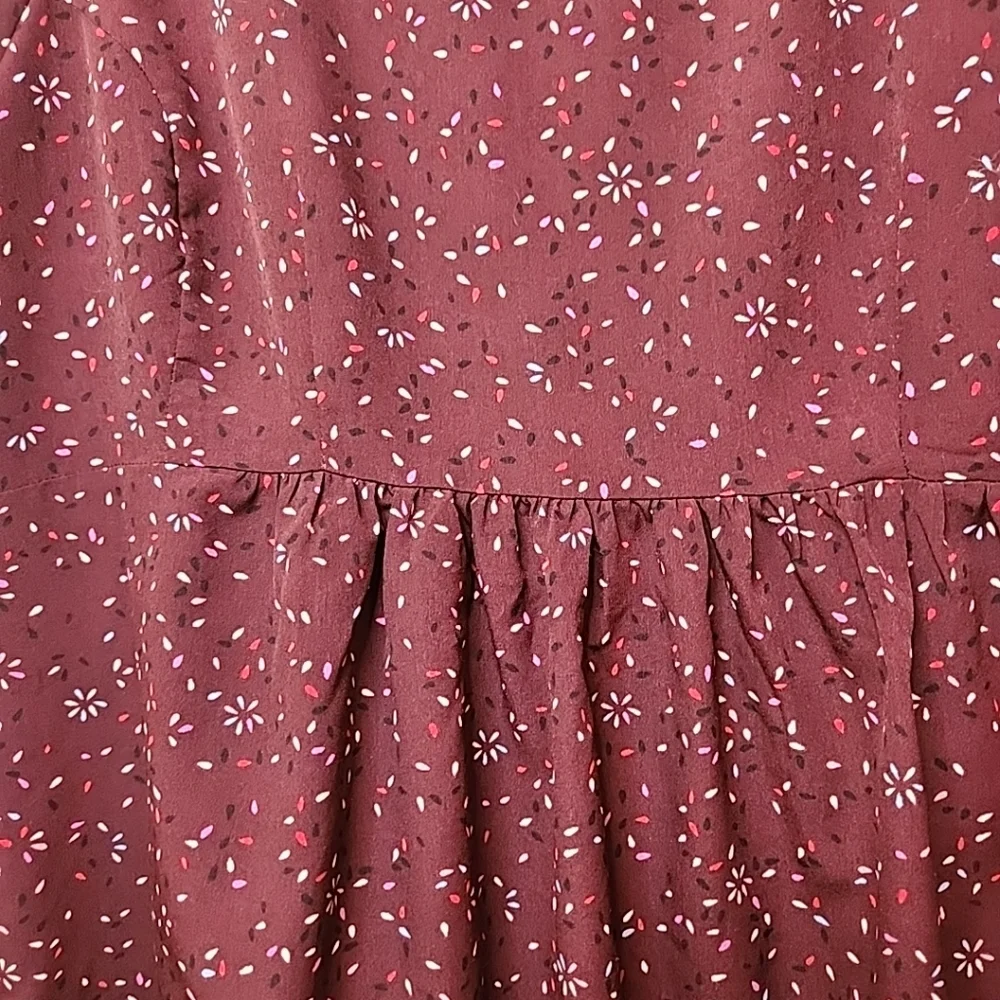 Maternity top short sleeve Burgendy print self tie back zip "Motherhood" Small - Picture 4 of 10